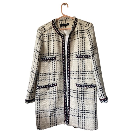 NWT Zara Tweed Plaid Coat - Picture 3 of 10